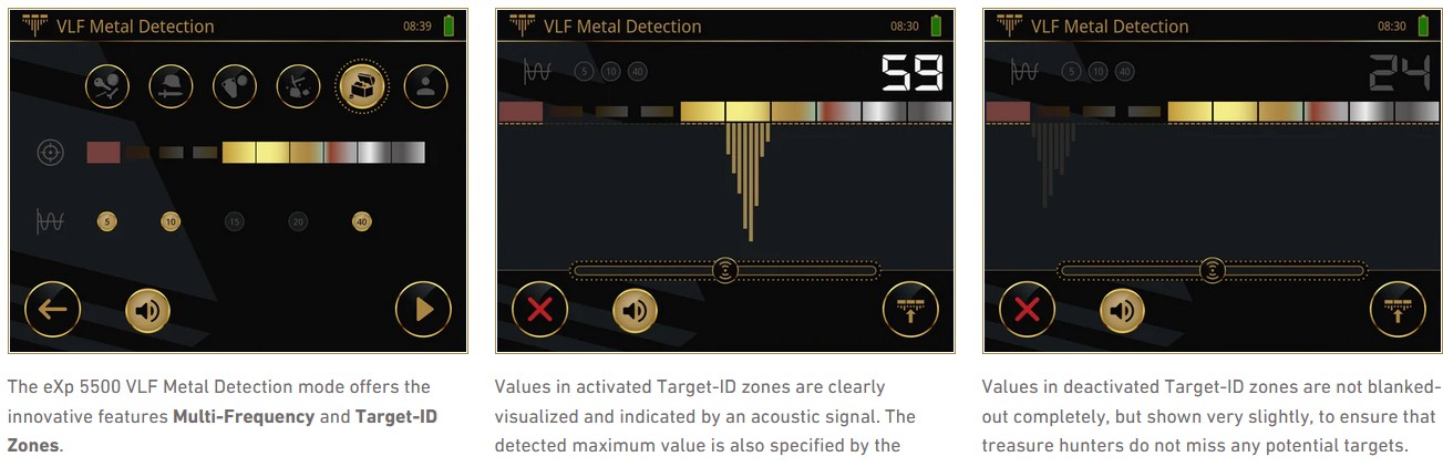 okm exp 5500 professional display metal detector VLF con discriminazione